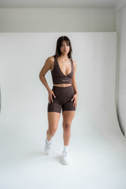 CORE High Waisted Biker Shorts 6.5”- Mocha