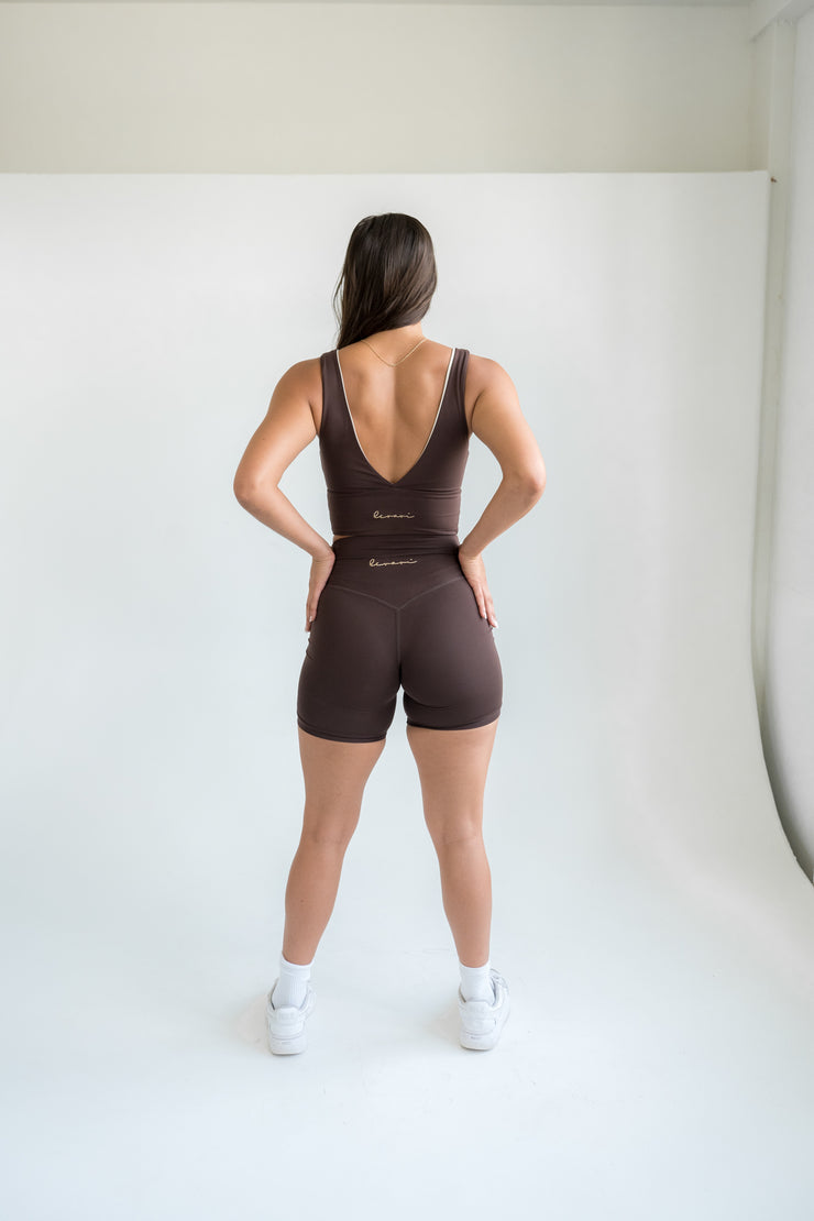 CORE High Waisted Biker Shorts 6.5”- Mocha