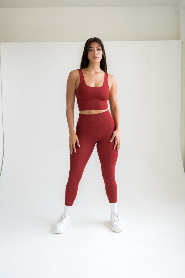 Core 4-Way Reversible Crop Top- Merlot Rose